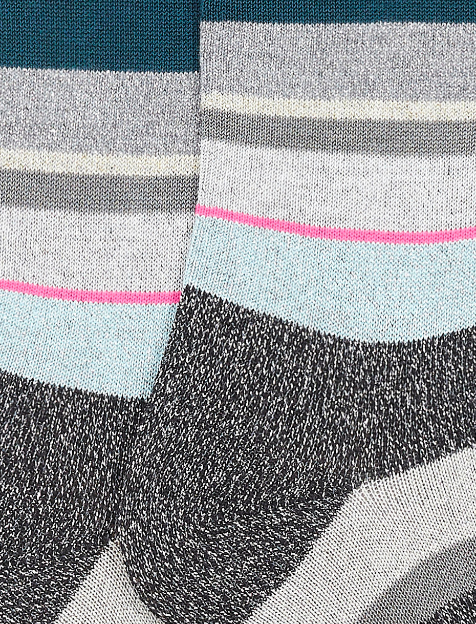 Kids' short black cotton socks with multicoloured lurex and neon stripes - Gallo 1927 - Official Online Shop
