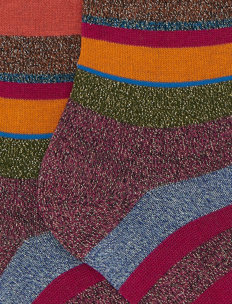 Calze corte bambino cotone rosa righe multicolor lurex - Gallo 1927 - Official Online Shop