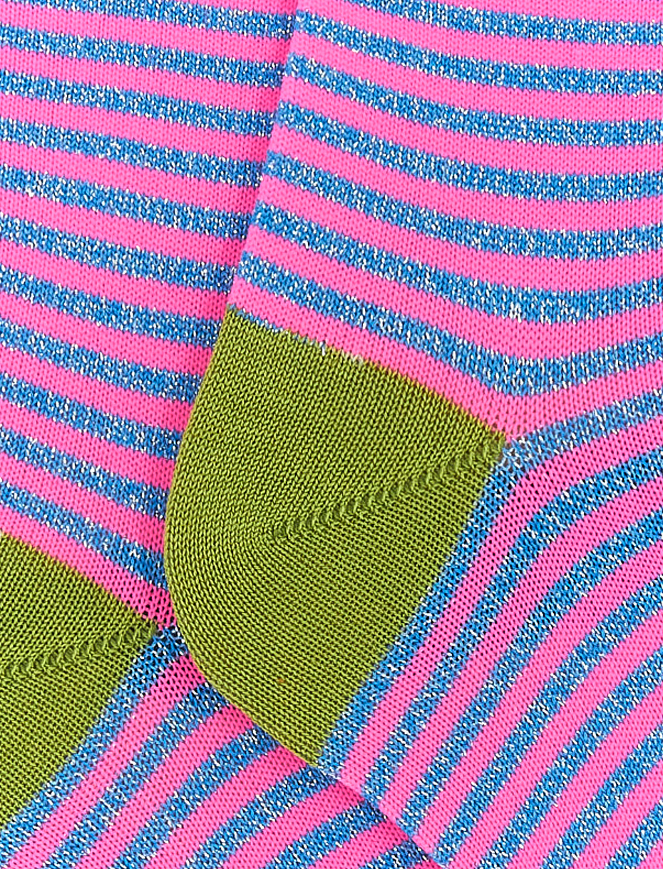 Kids' short aegean blue cotton and lurex socks with Windsor stripes - Gallo 1927 - Official Online Shop