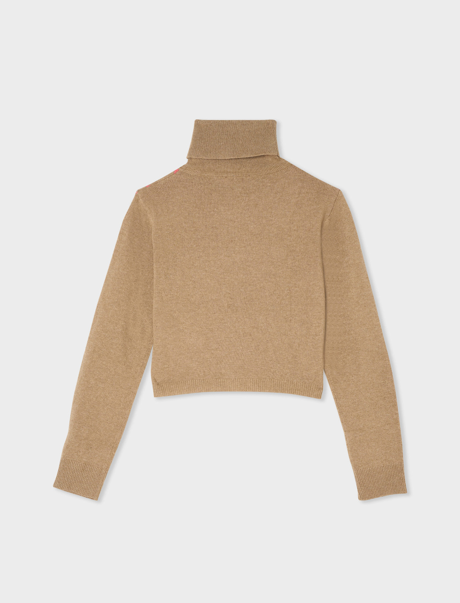 Women s biscuit wool viscose and cashmere turtleneck with Gallo