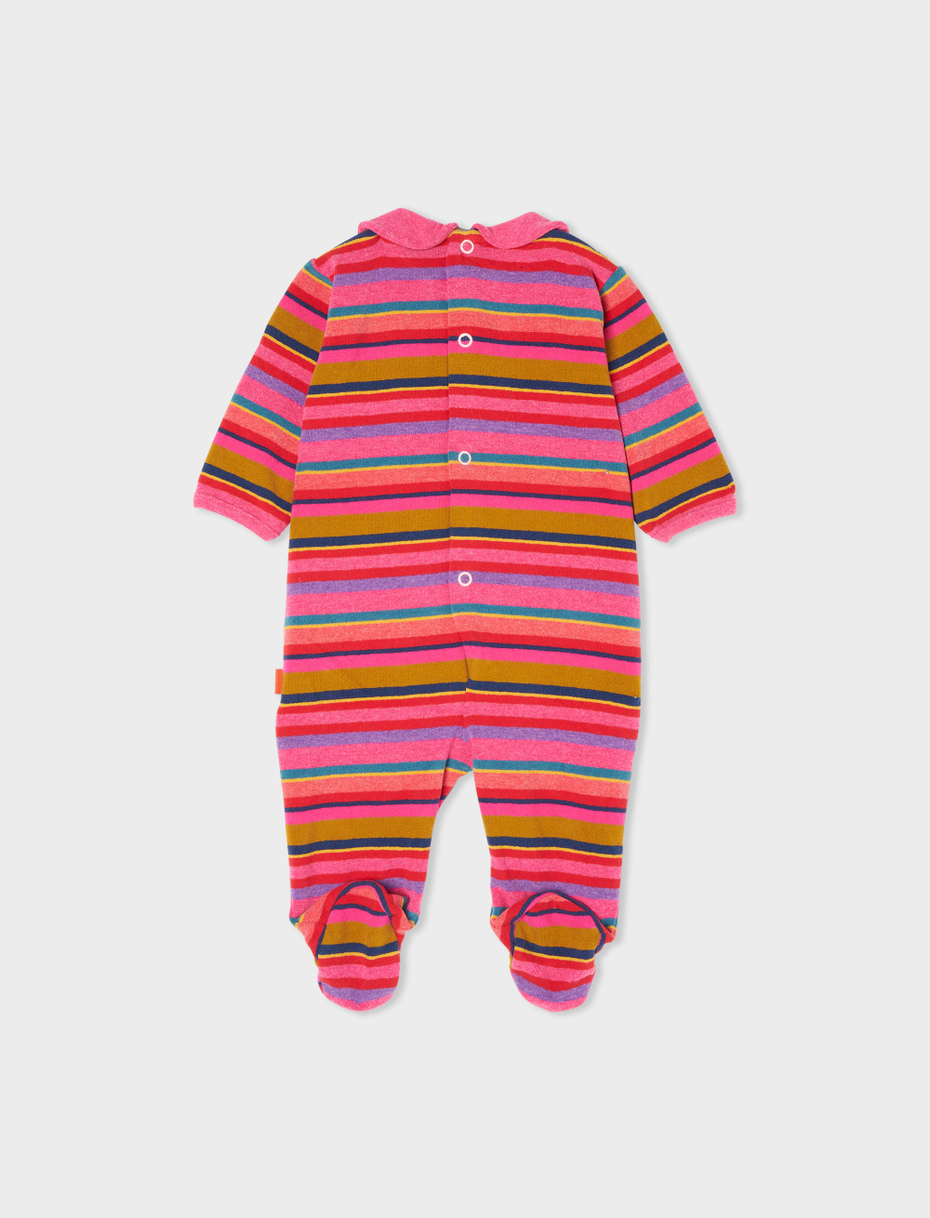 Kids erica fleece romper with back opening, multicoloured stripes and contrasting details - Gallo 1927 - Official Online Shop