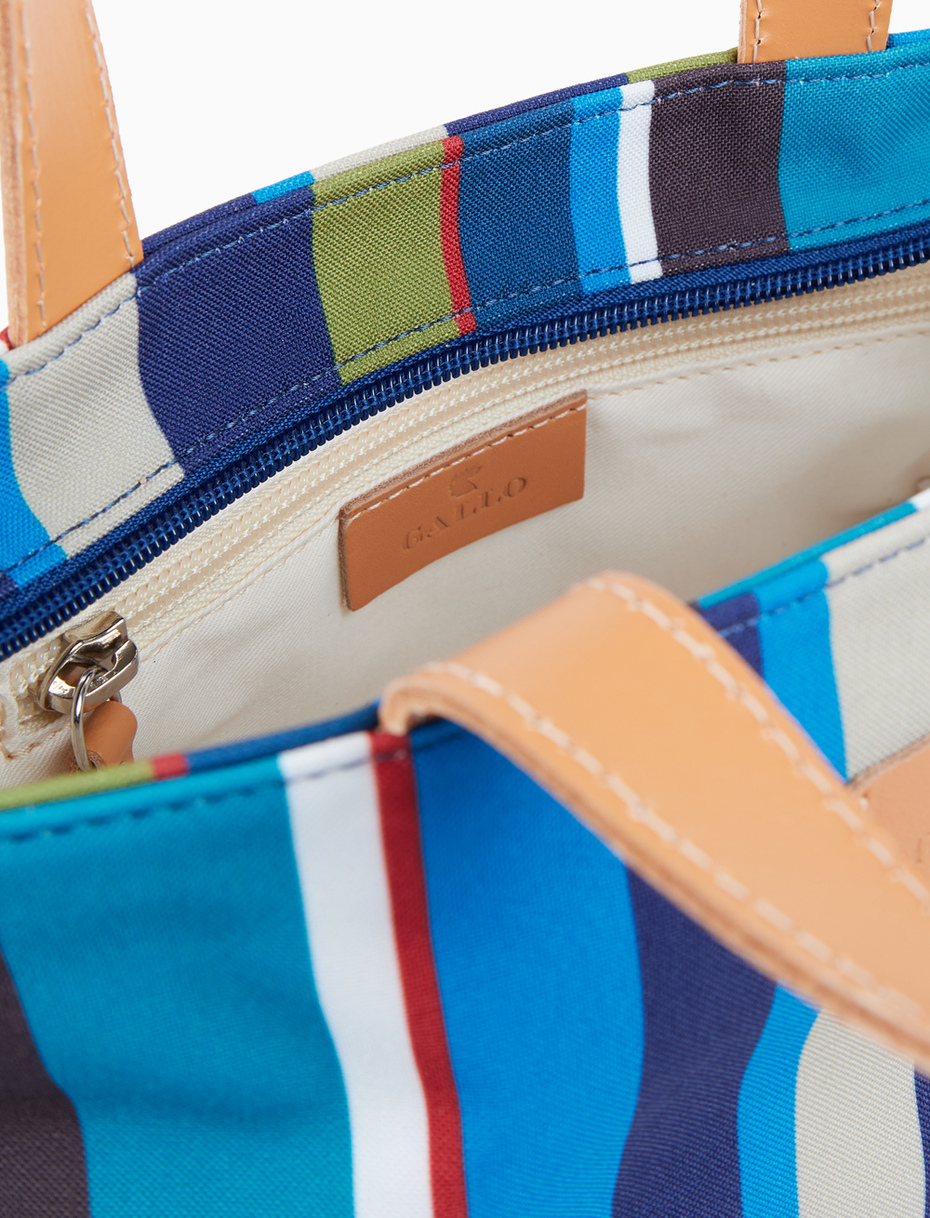 Borsa shopping piccola donna righe multicolor blu - Gallo 1927 - Official Online Shop