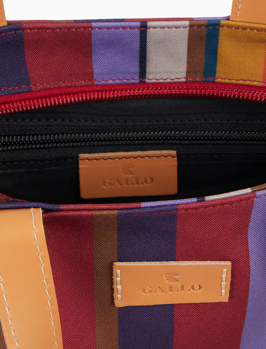 Women's small burgundy shopper bag with multicoloured stripes - Gallo 1927 - Official Online Shop