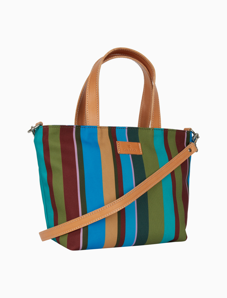 Women's small green shopper bag with multicoloured stripes - Gallo 1927 - Official Online Shop