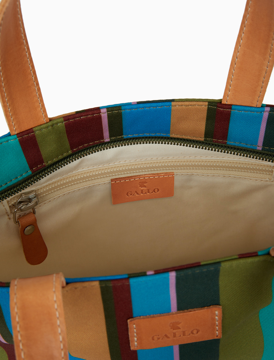 Women's small green shopper bag with multicoloured stripes - Gallo 1927 - Official Online Shop