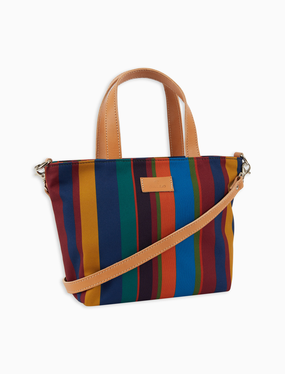 Borsa shopping piccola donna blu righe multicolor Gallo