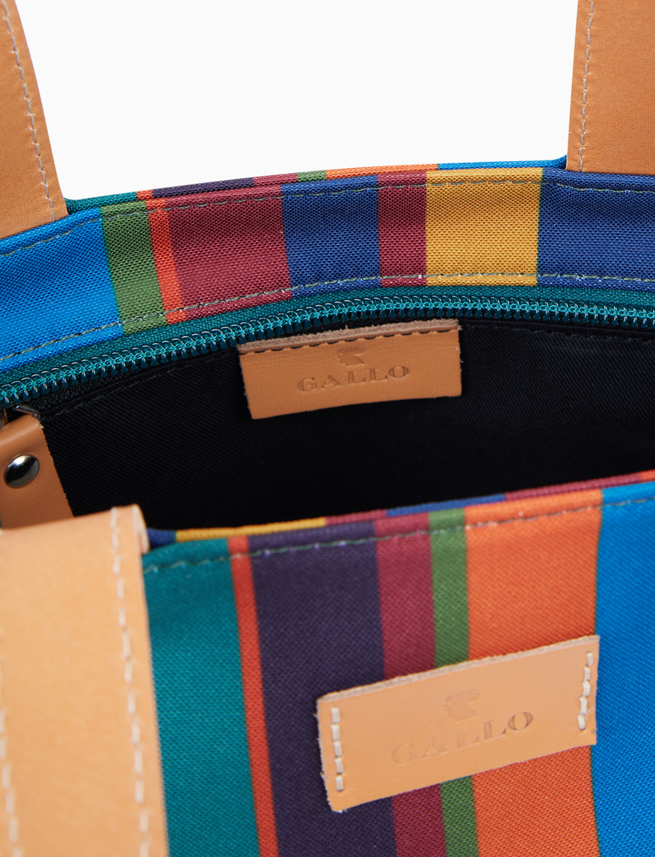 Borsa shopping piccola donna blu righe multicolor Gallo