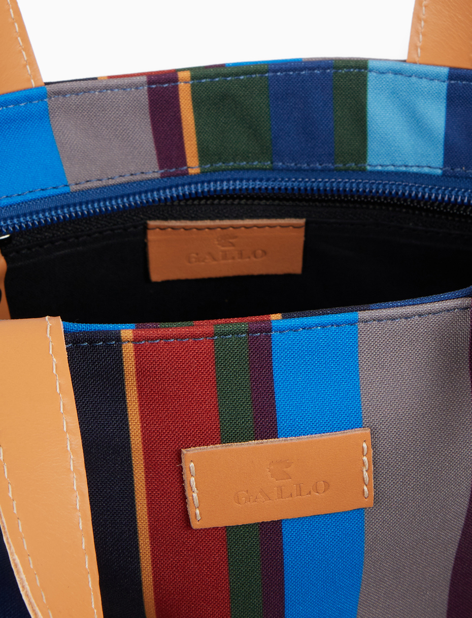 Women's small blue shopper bag with multicoloured stripes - Gallo 1927 - Official Online Shop