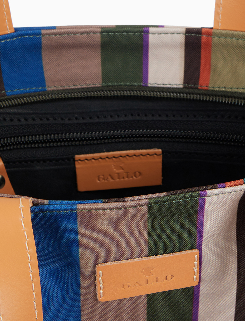 Women's small beige shopper bag with multicoloured stripes - Gallo 1927 - Official Online Shop