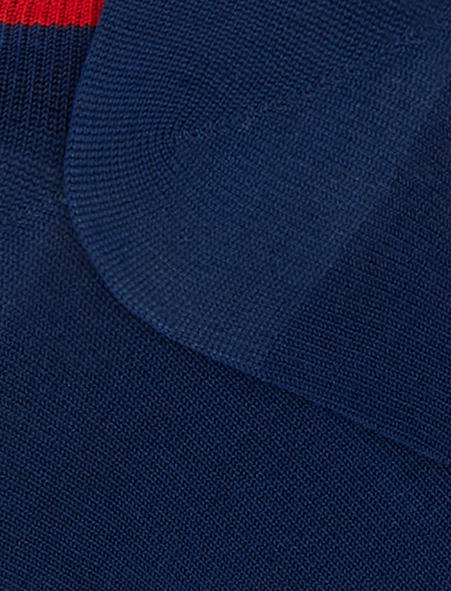 Men's royal blue light cotton sneaker socks with multicoloured and Windsor stripes - Gallo 1927 - Official Online Shop