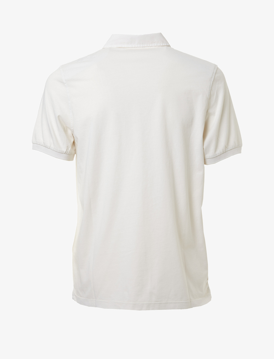 Men's plain milk white cotton polo with short sleeves - Gallo 1927 - Official Online Shop