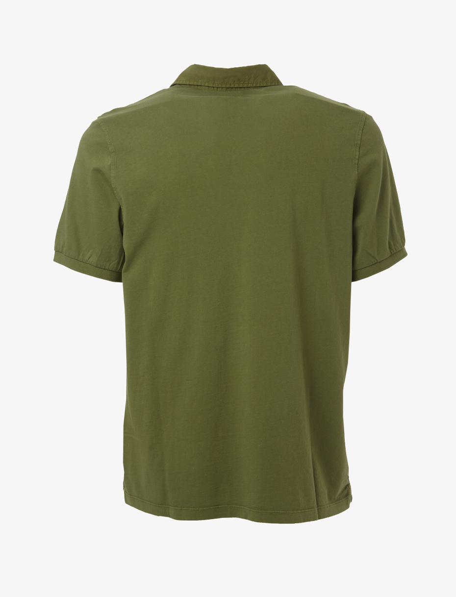 Men's plain moss green cotton polo with short sleeves - Gallo 1927 - Official Online Shop