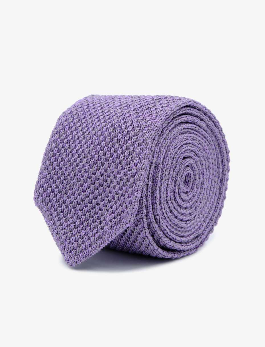 Men's tie in plain, mélange passionflower purple silk - Gallo 1927 - Official Online Shop