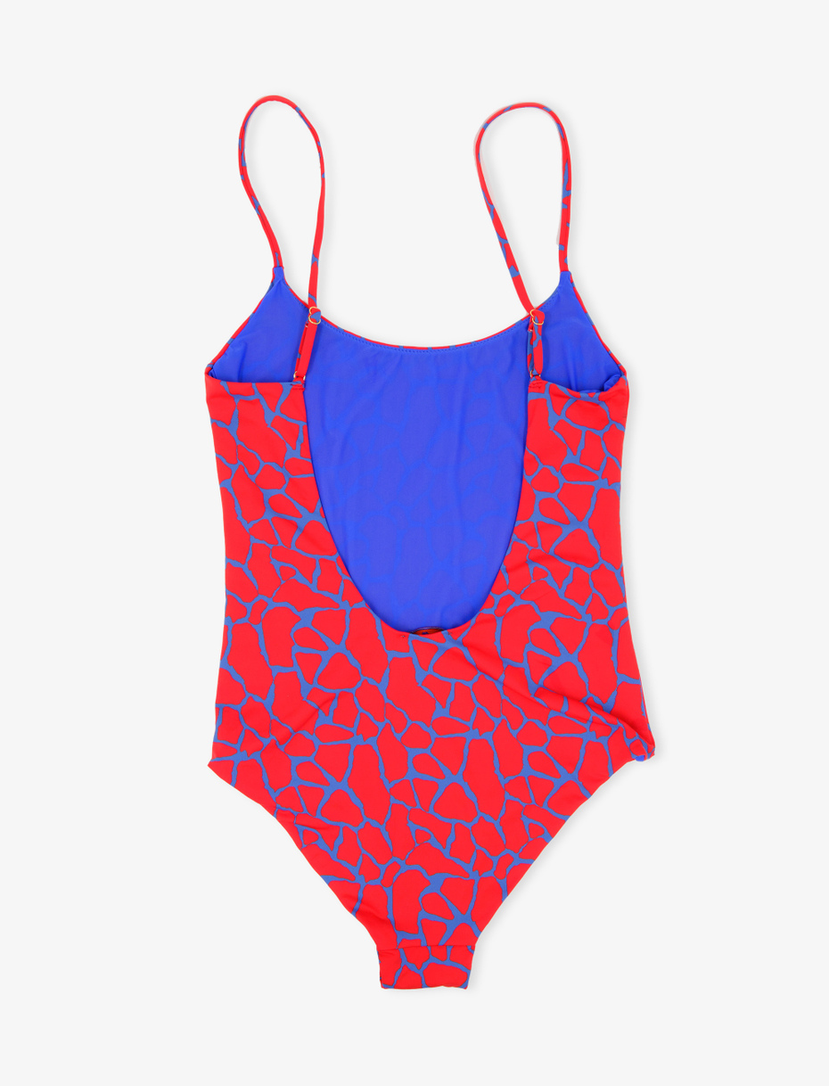 Women's polyamide one-piece swimsuit with giraffe motif, Prussian blue - Gallo 1927 - Official Online Shop