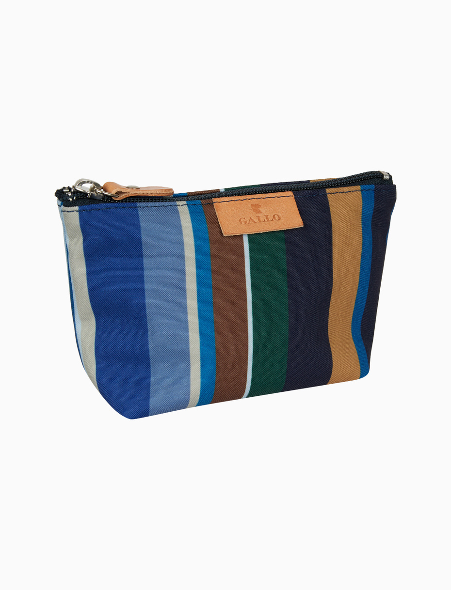Unisex blue A-shape mini case with multicoloured stripes - Gallo 1927 - Official Online Shop