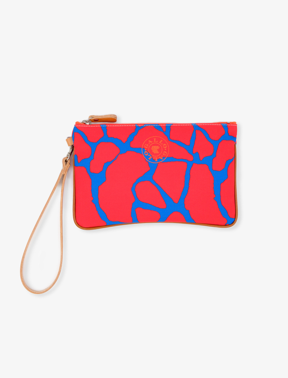 Contemporary Prussian blue unisex polyester pouch with giraffe motif - Gallo 1927 - Official Online Shop
