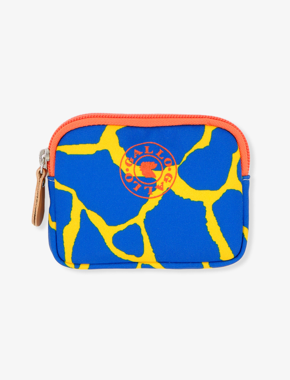 Small daffodil yellow unisex polyester pouch with giraffe motif - Gallo 1927 - Official Online Shop