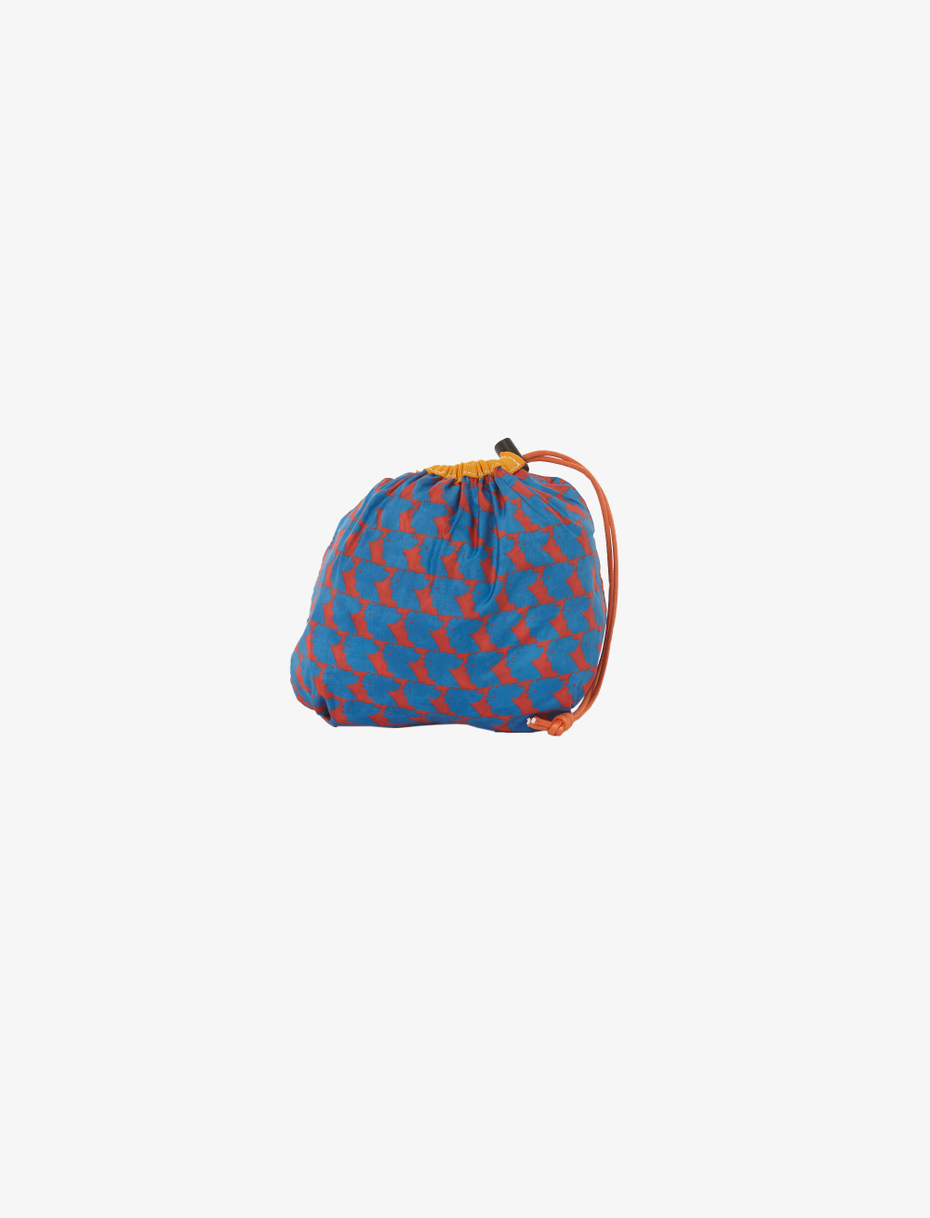 Unisex poppy super-light polyester bag with pocket and two-tone chicken motif - Gallo 1927 - Official Online Shop