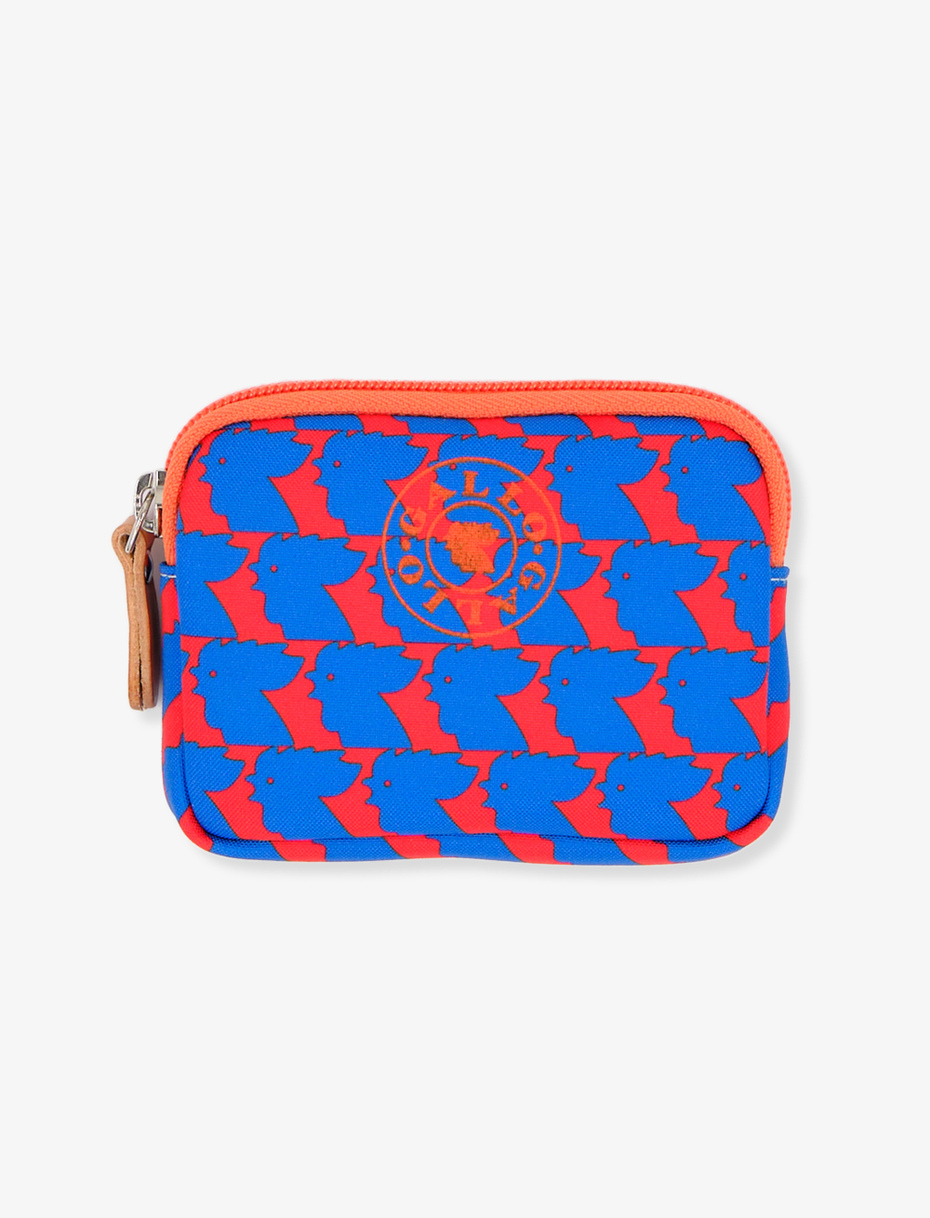 Unisex small poppy polyester pouch with two-tone chicken motif - Gallo 1927 - Official Online Shop