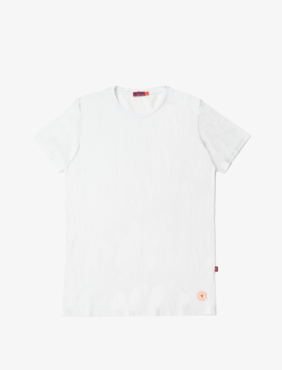 Unisex plain milk white cotton T-shirt with crew neck - Gallo 1927 - Official Online Shop