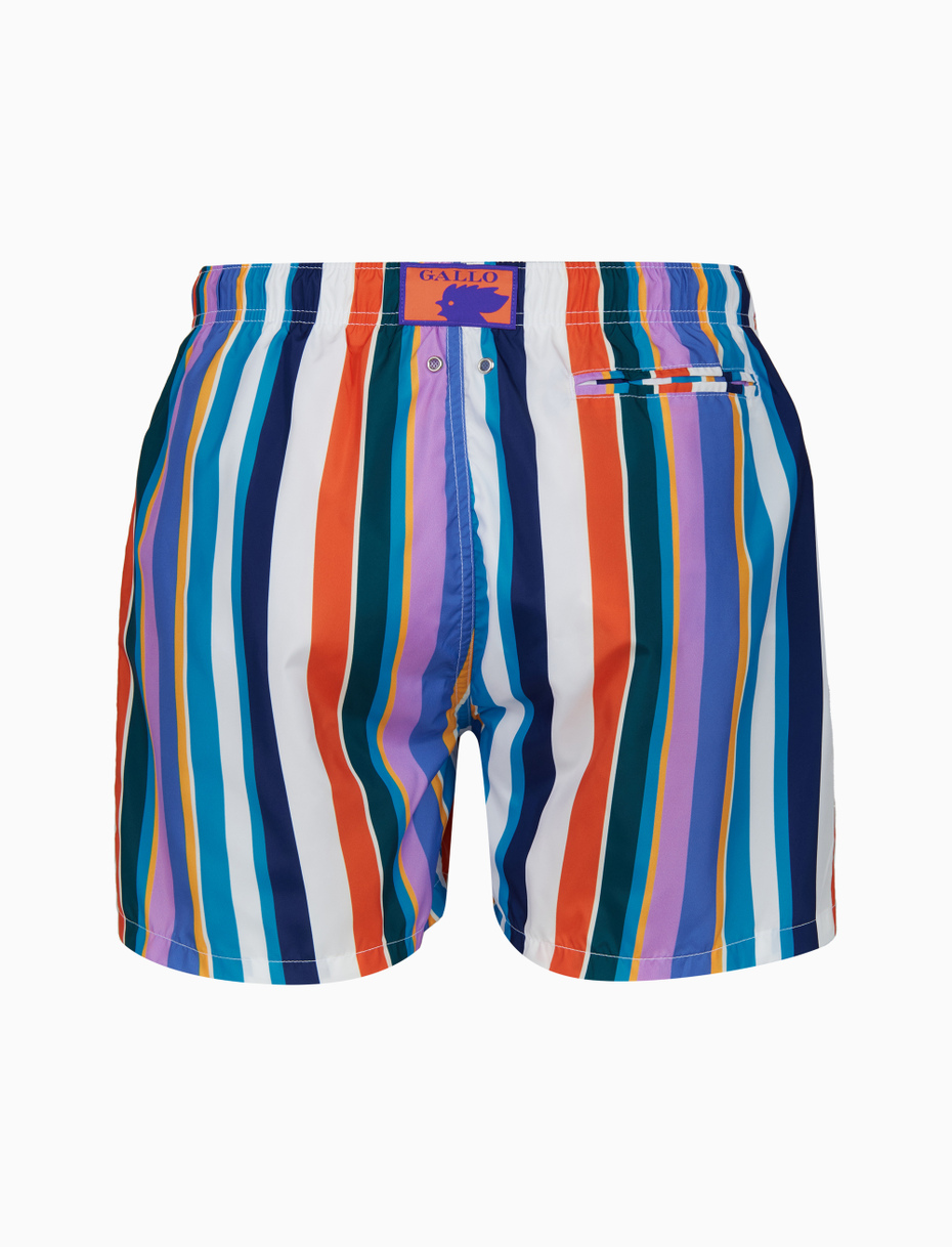 Men's white swimming shorts with multicoloured stripes - Gallo 1927 - Official Online Shop