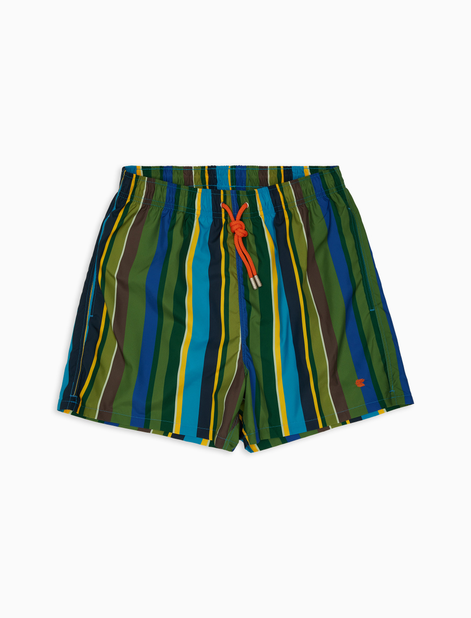 Men's cactus polyester swimming shorts with multicoloured stripes - Gallo 1927 - Official Online Shop