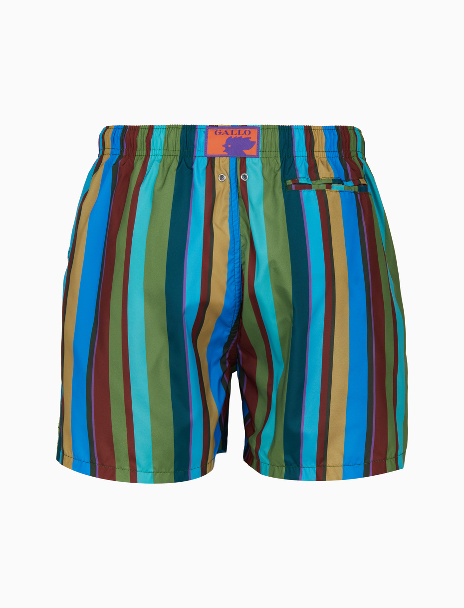 Men's green swimming shorts with multicoloured stripes - Gallo 1927 - Official Online Shop