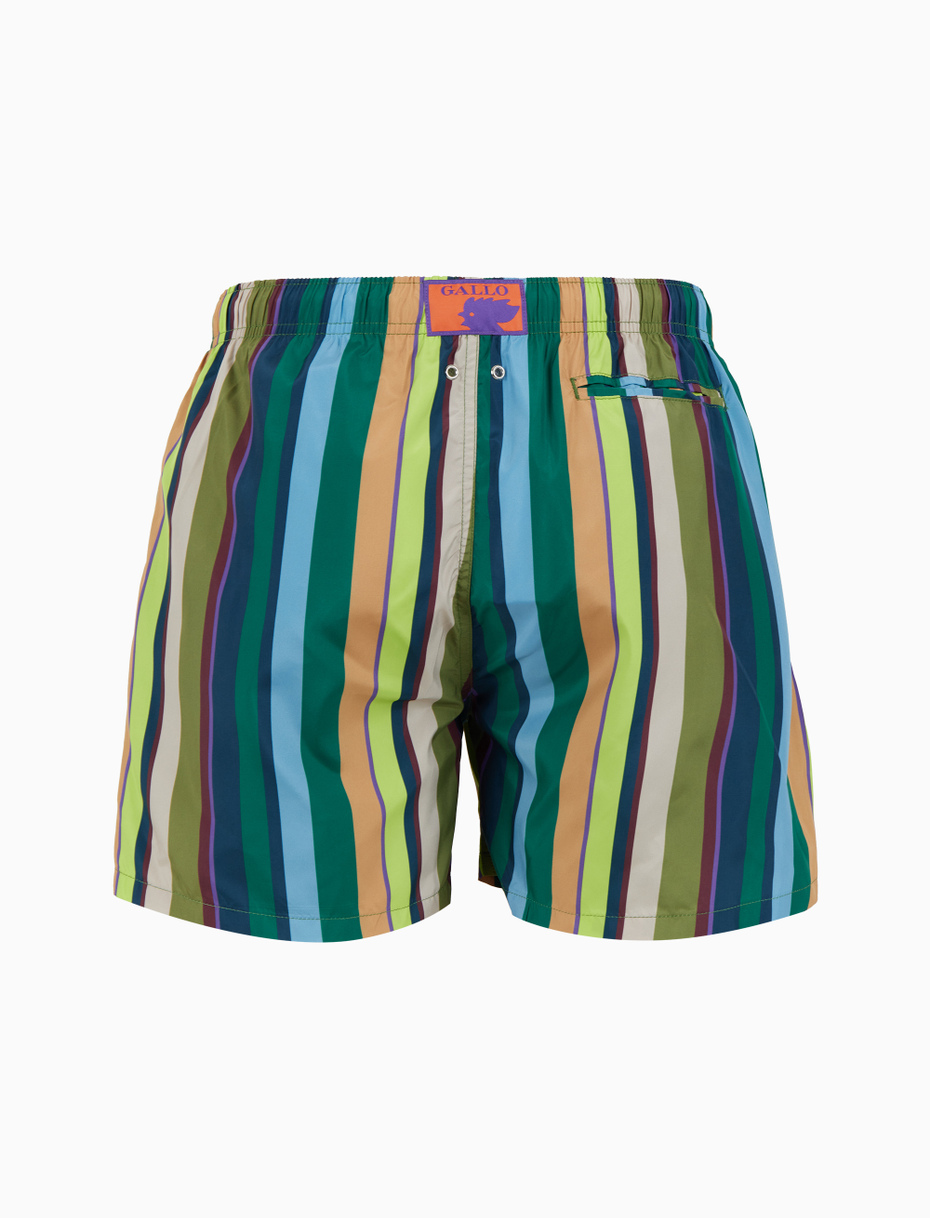 Men's green swimming shorts with multicoloured stripes - Gallo 1927 - Official Online Shop