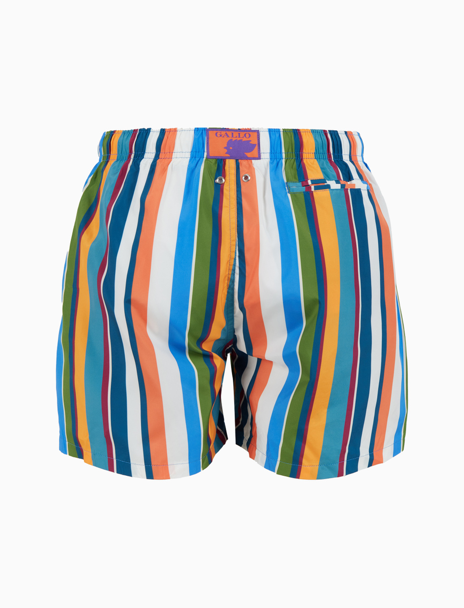 Men's white swimming shorts with multicoloured stripes - Gallo 1927 - Official Online Shop