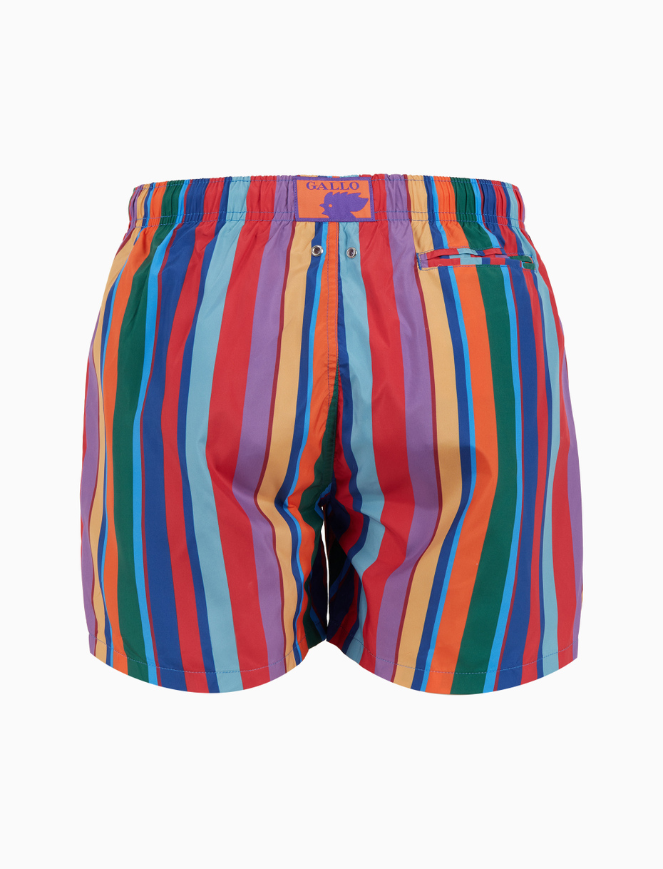 Men's red swimming shorts with multicoloured stripes - Gallo 1927 - Official Online Shop