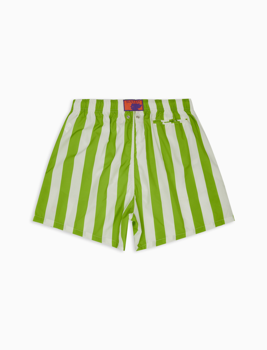 Men's white/mapo green polyester swimming shorts with two-tone stripes - Gallo 1927 - Official Online Shop