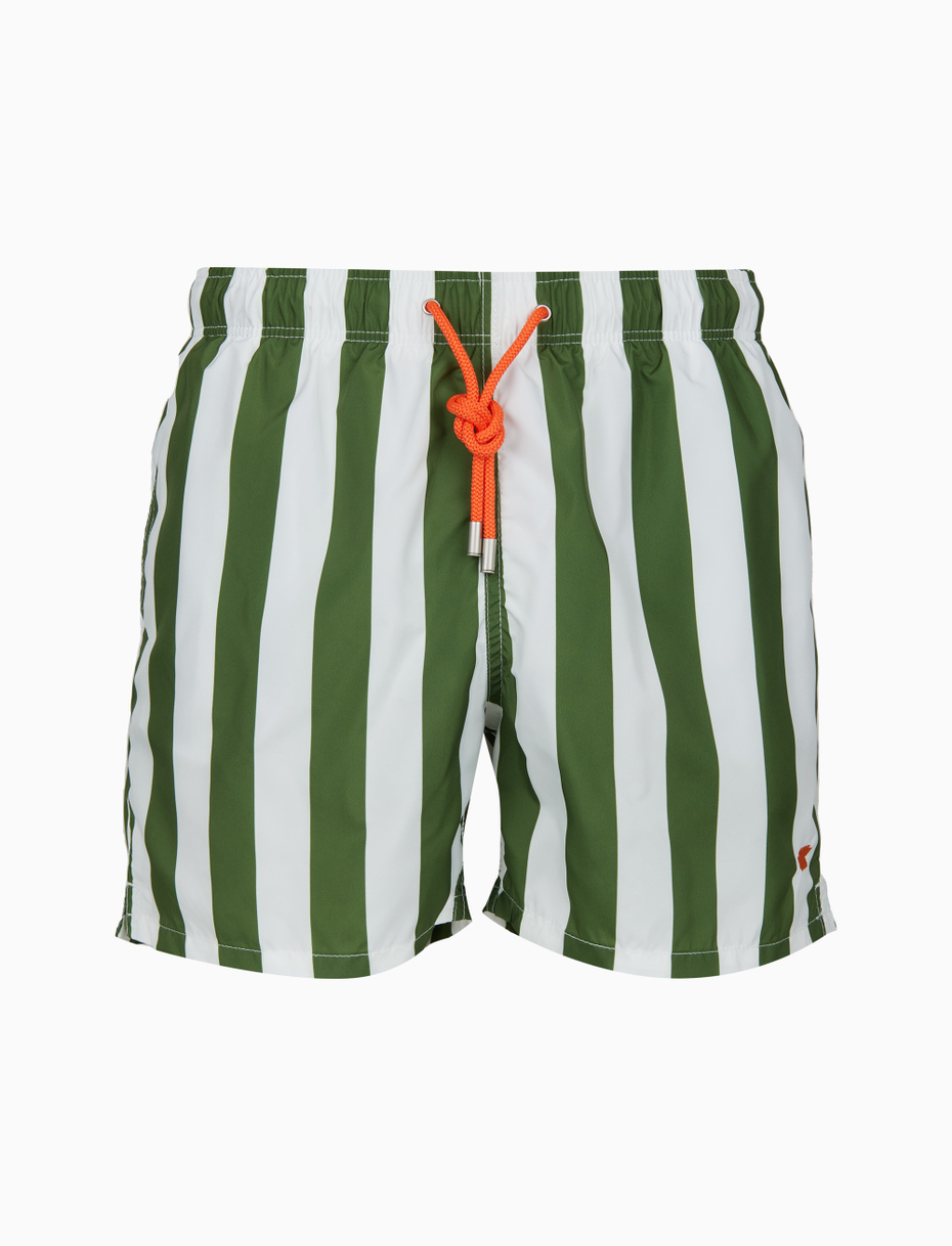 Men's green swimming shorts with two-tone stripes - Gallo 1927 - Official Online Shop