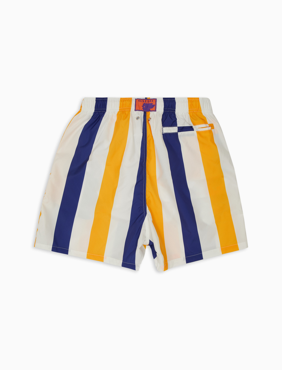 Men's dark blue polyester swimming shorts with tricolour stripes - Gallo 1927 - Official Online Shop