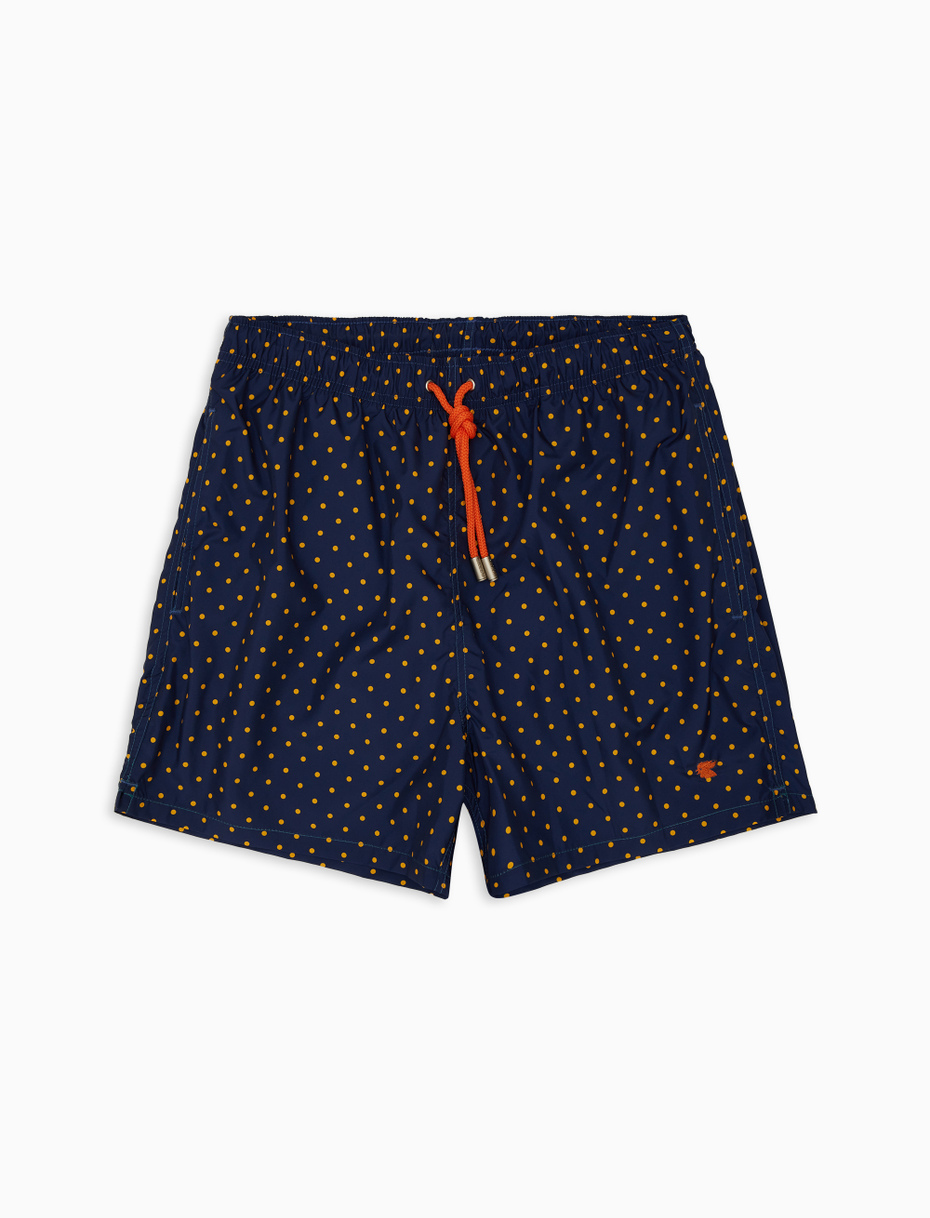 Men's royal blue polyester swimming shorts with polka dots - Gallo 1927 - Official Online Shop
