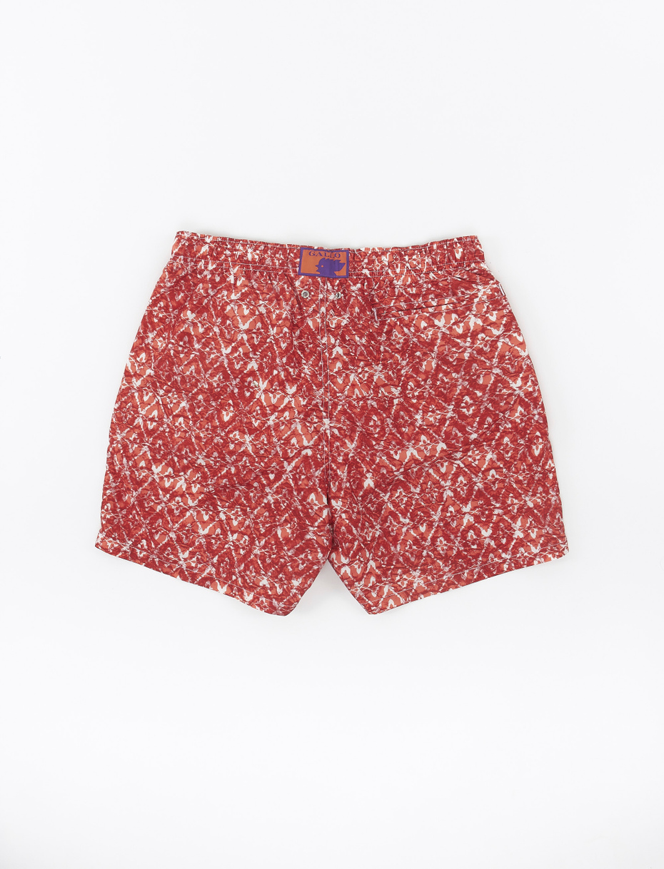 Men's gerbera pink polyester swimming shorts with batik motif - Gallo 1927 - Official Online Shop