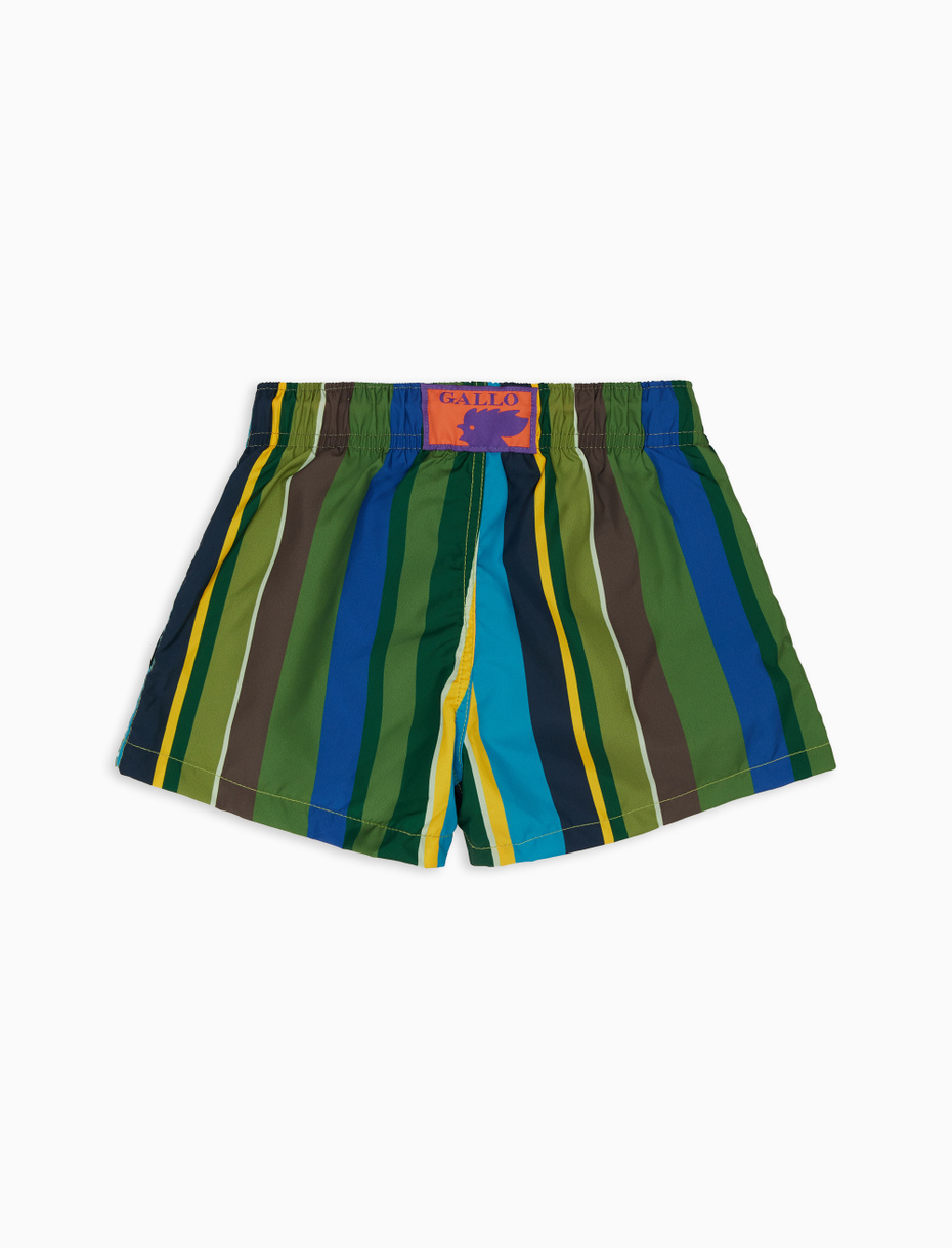 Kids' cactus polyester swim shorts with multicoloured stripes - Gallo 1927 - Official Online Shop
