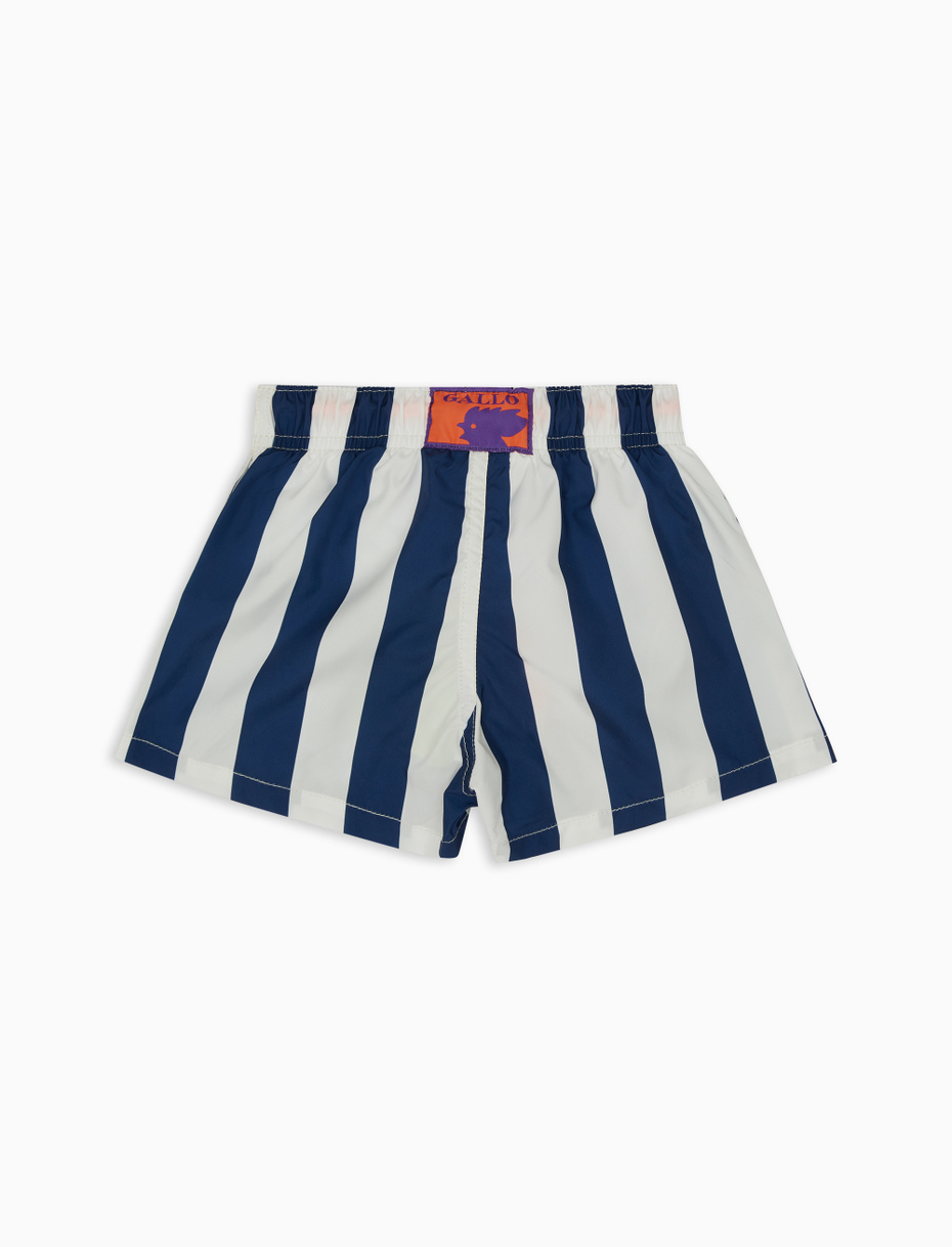 Kids' white/navy blue polyester swimming shorts with two-tone stripes - Gallo 1927 - Official Online Shop