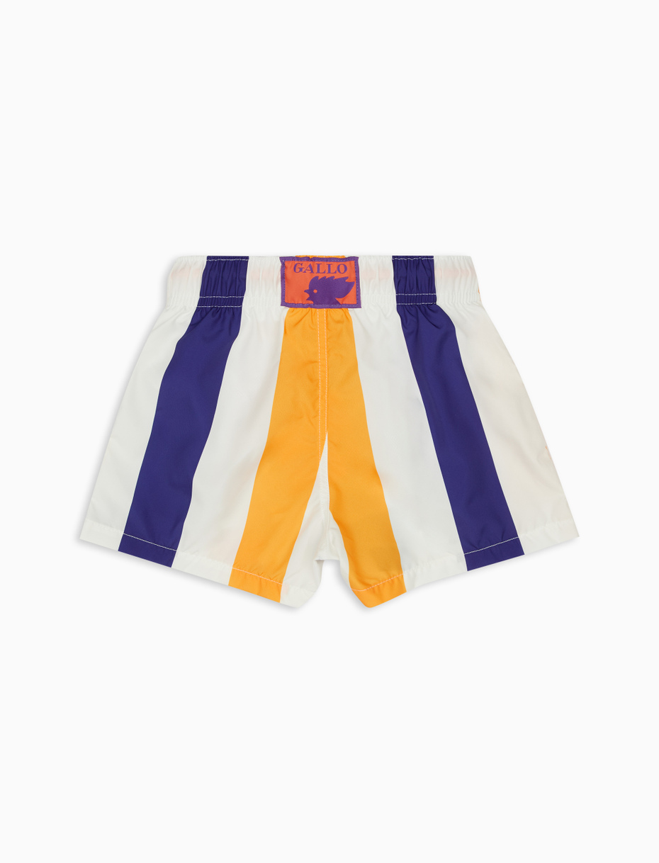 Kids' dark blue polyester swimming shorts with tricolour stripes - Gallo 1927 - Official Online Shop