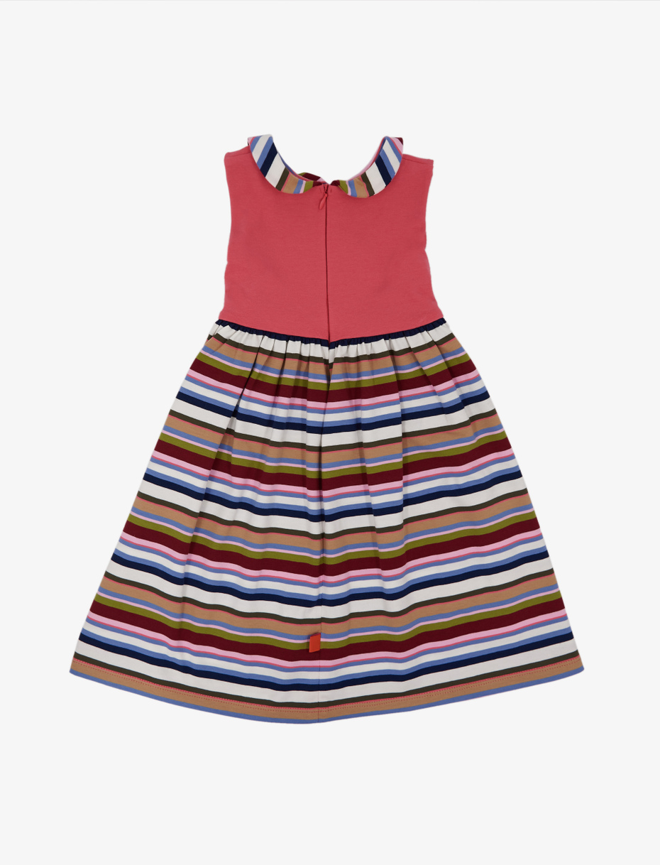 Vestito senza maniche bambina cotone bianco righe multicolor - Gallo 1927 - Official Online Shop