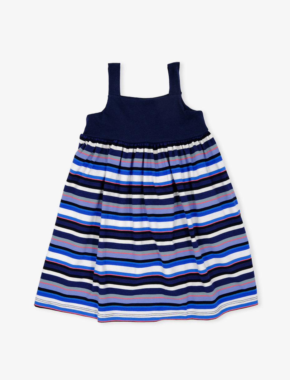 Vestito con spalline bambina cotone blu royal righe multicolor - Gallo 1927 - Official Online Shop