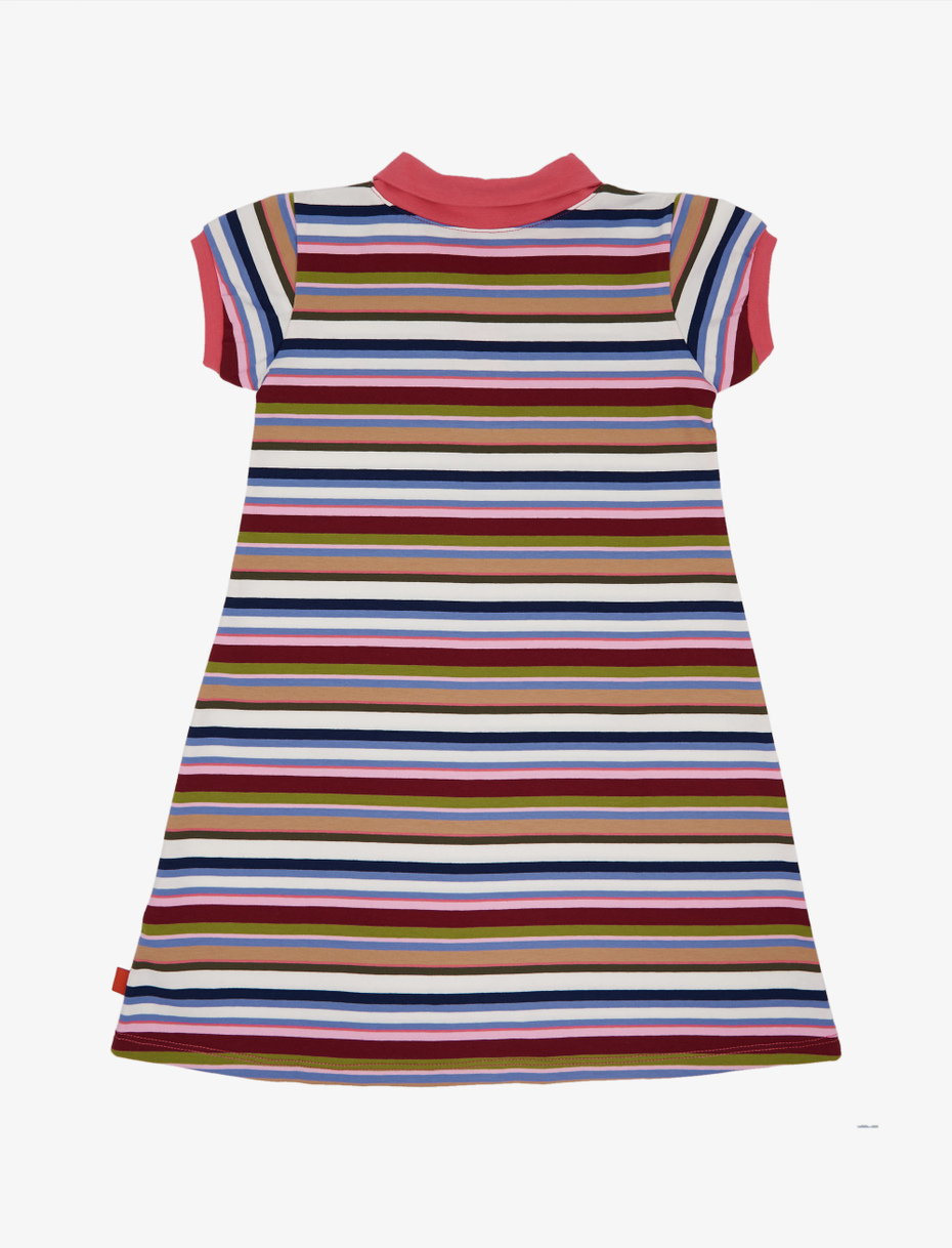 Girls' white cotton polo dress with multicoloured stripes - Gallo 1927 - Official Online Shop