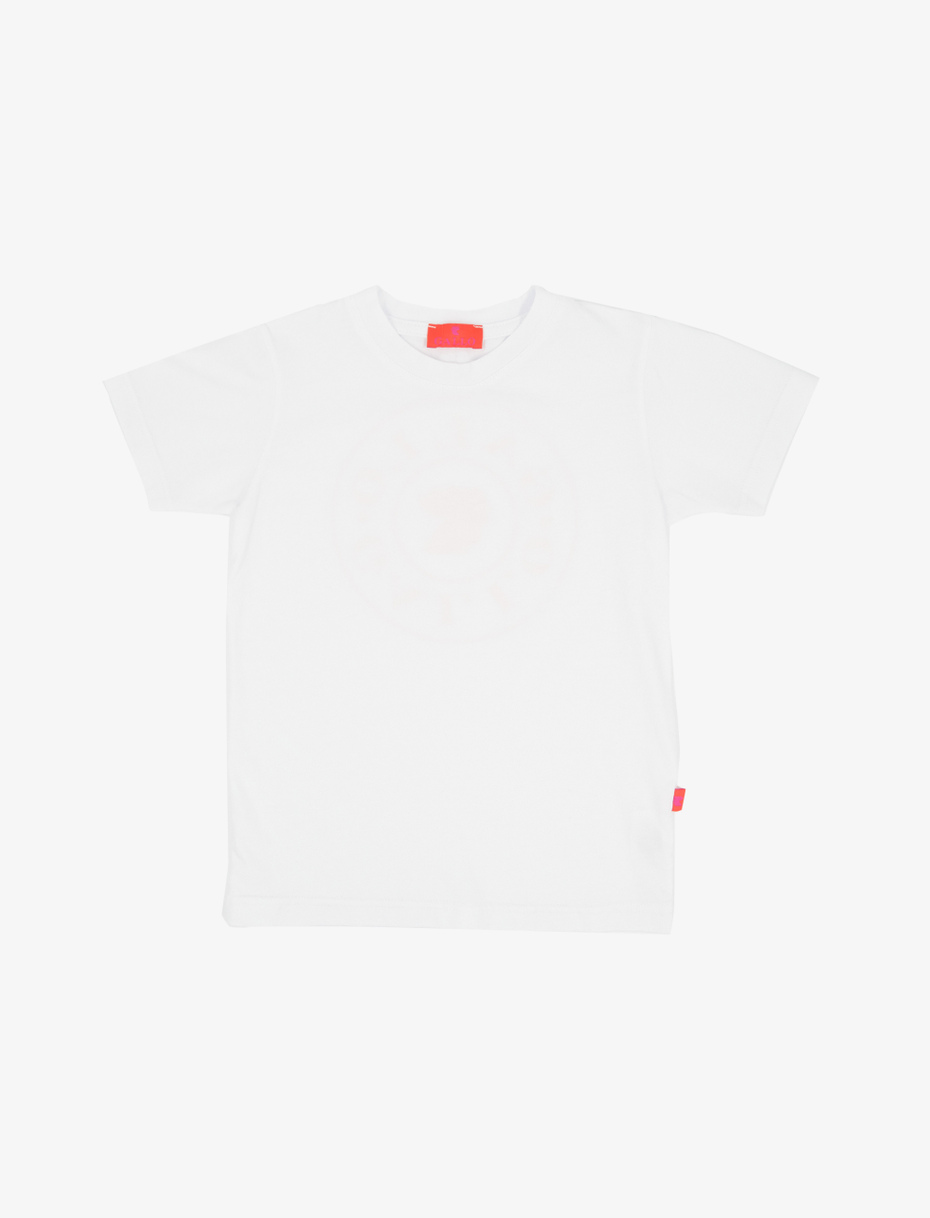 Kids' plain milk white cotton T-shirt with crew neck - Gallo 1927 - Official Online Shop
