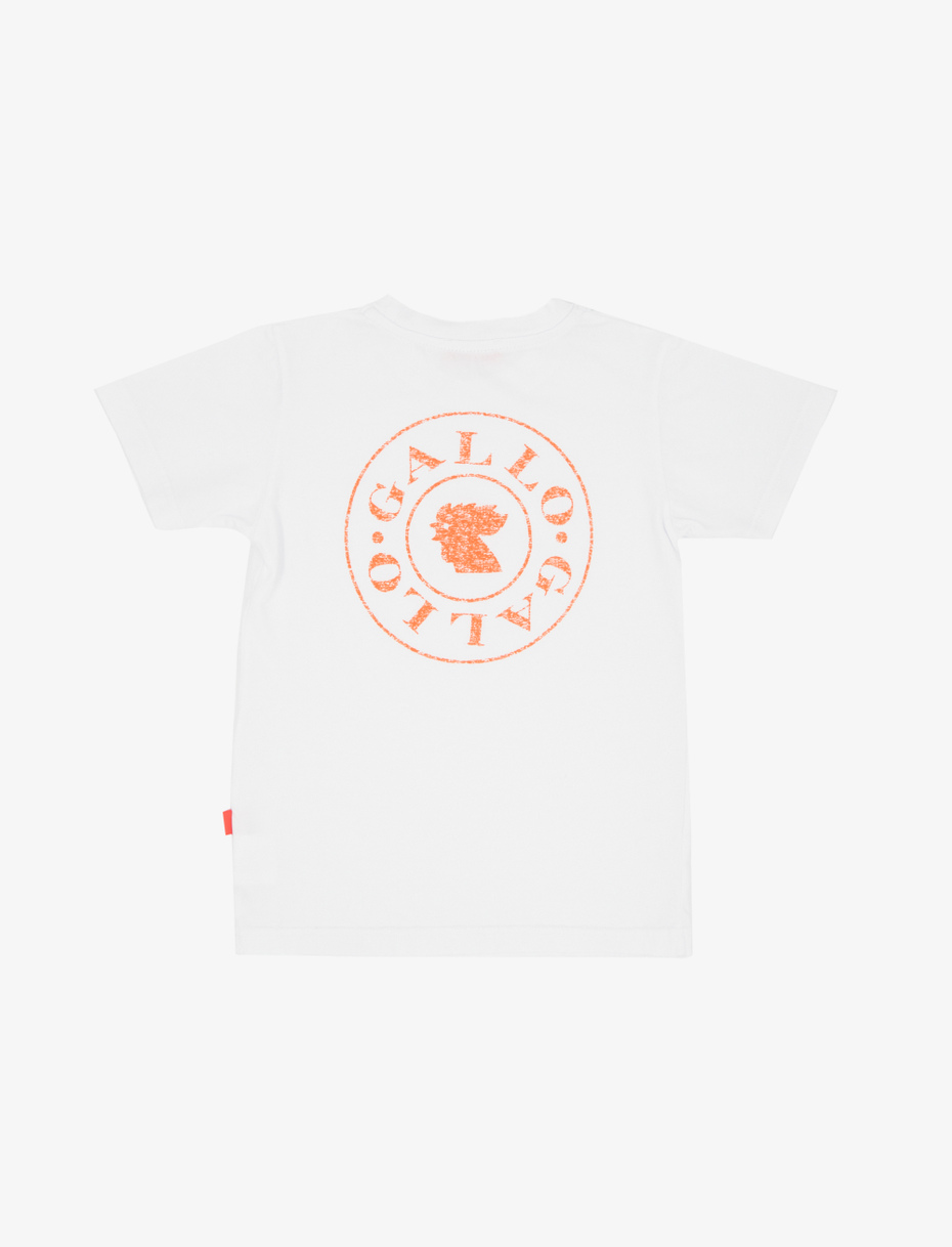 Kids' plain milk white cotton T-shirt with crew neck - Gallo 1927 - Official Online Shop
