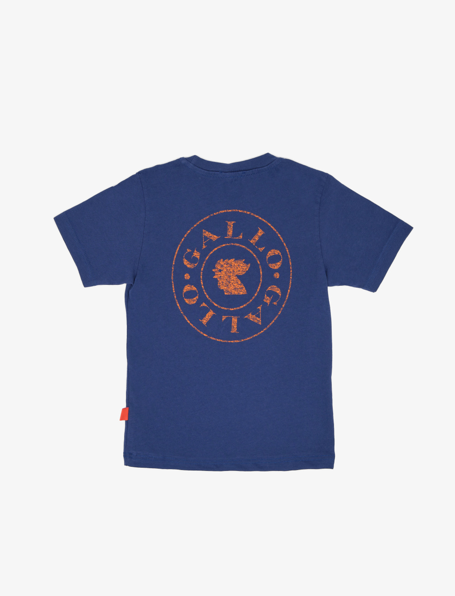 Kids' plain topaz blue cotton T-shirt with crew neck - Gallo 1927 - Official Online Shop
