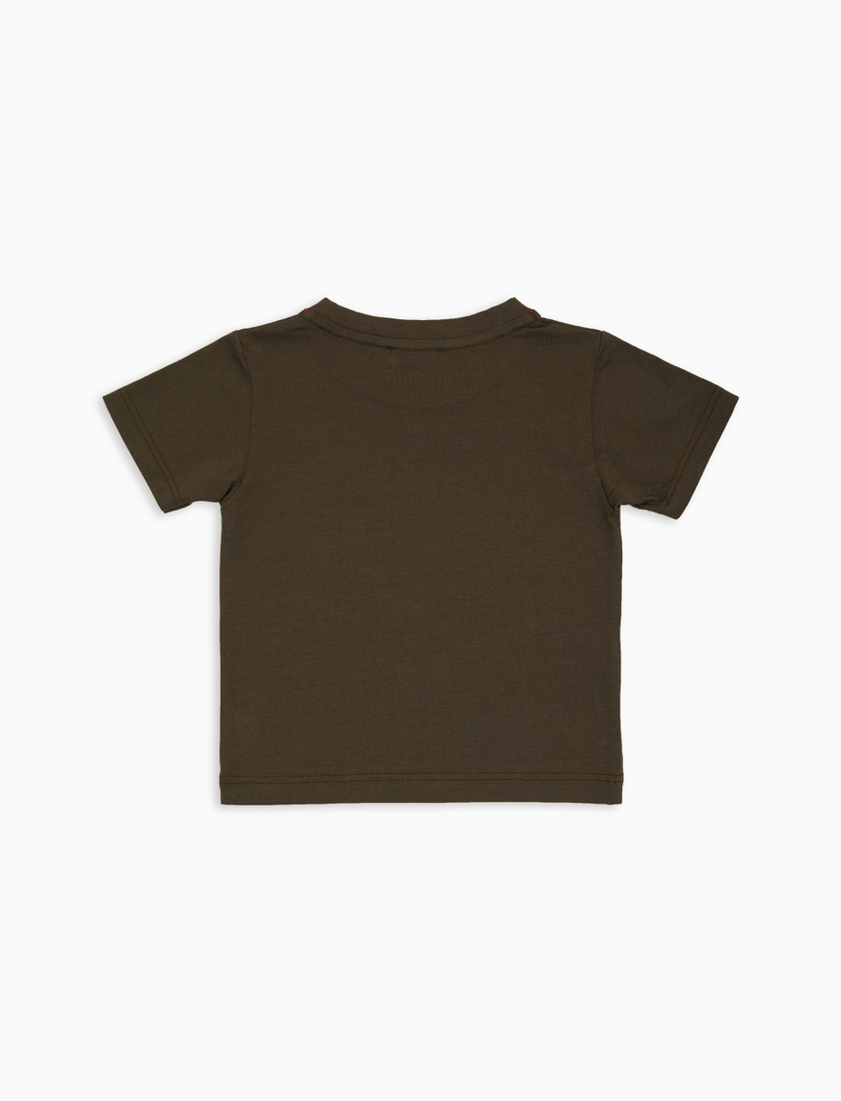 T-shirt bambino cotone tinta unita con taschino righe multicolor verde - Gallo 1927 - Official Online Shop