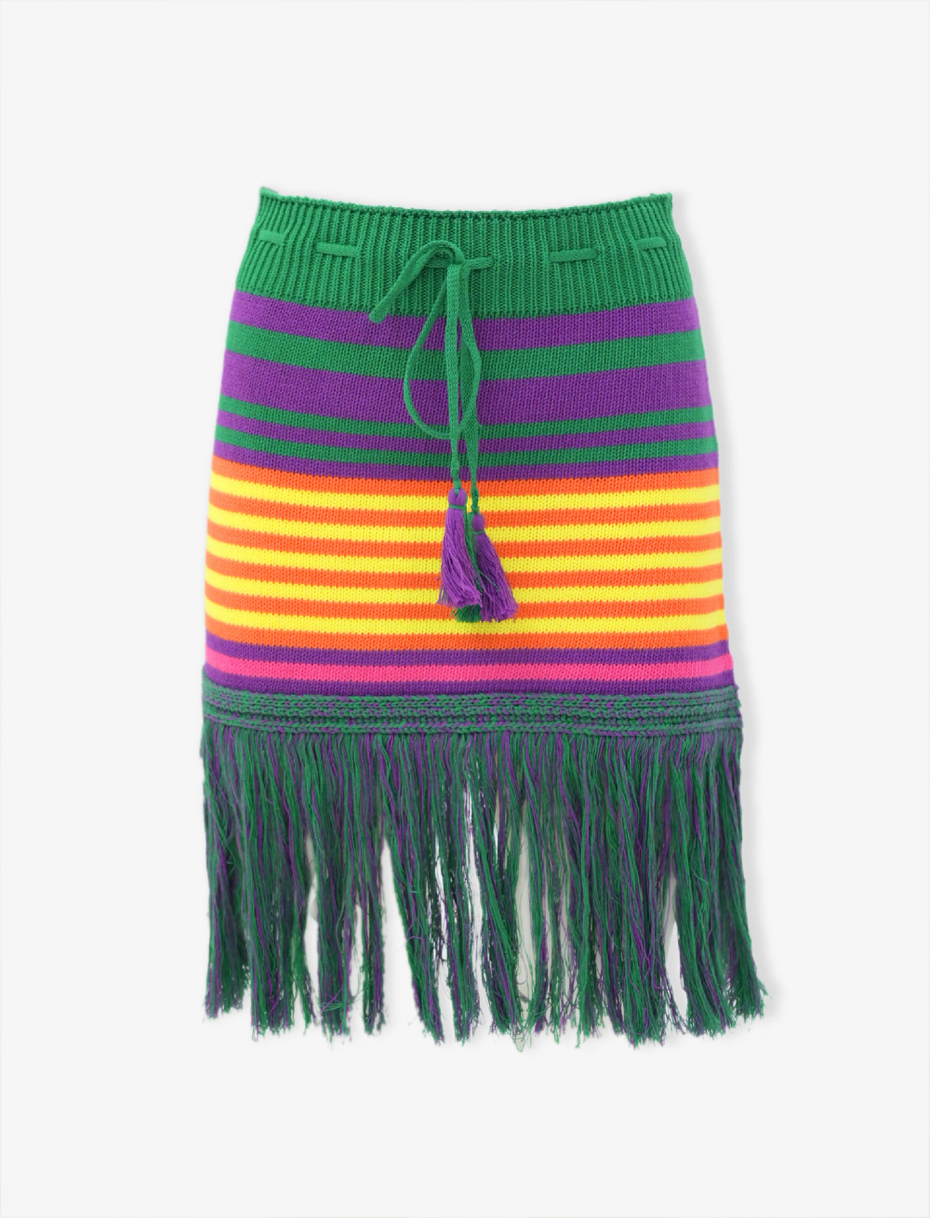 Women's short purple cotton skirt with different-size stripes - Gallo 1927 - Official Online Shop