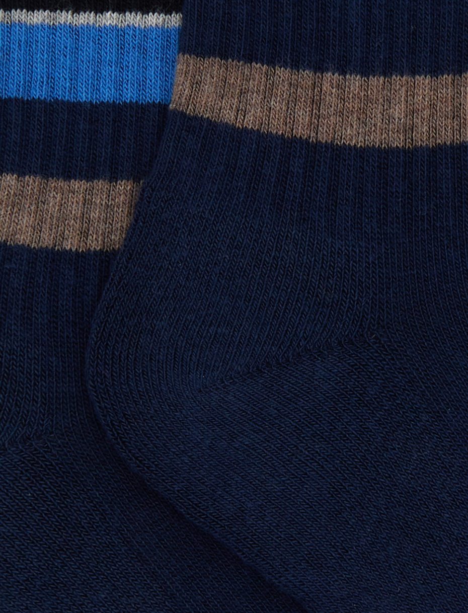 Calze corte bambino spugna di cotone blu righe multicolor - Gallo 1927 - Official Online Shop