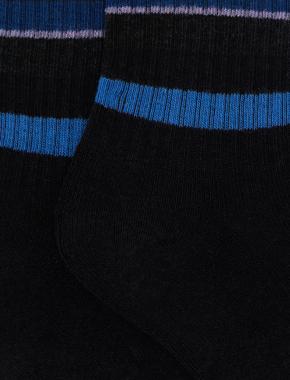 Calze corte bambino spugna di cotone blu righe multicolor - Gallo 1927 - Official Online Shop