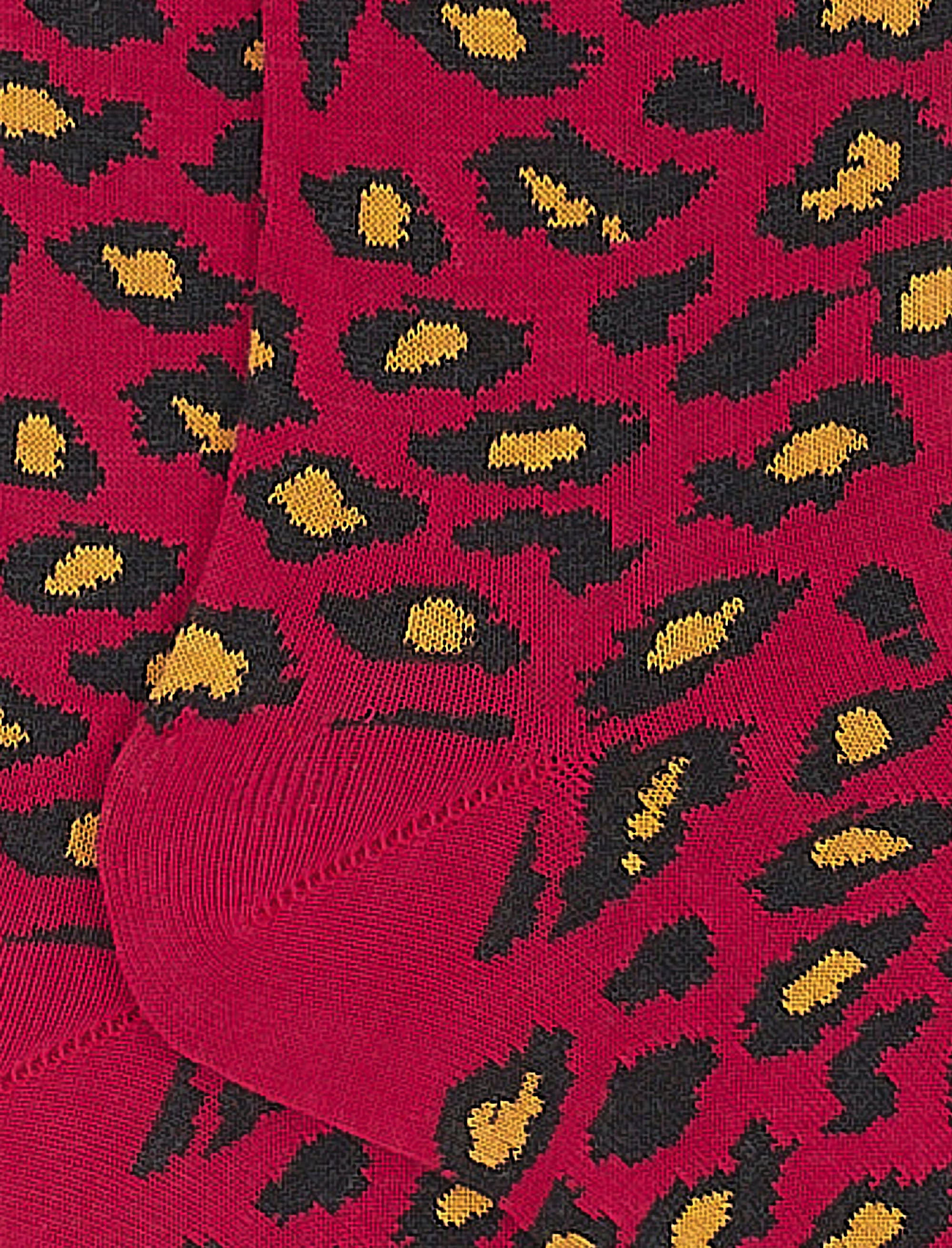 Calze lunghe donna cotone rubino righe multicolor con fascia maculata - Gallo 1927 - Official Online Shop