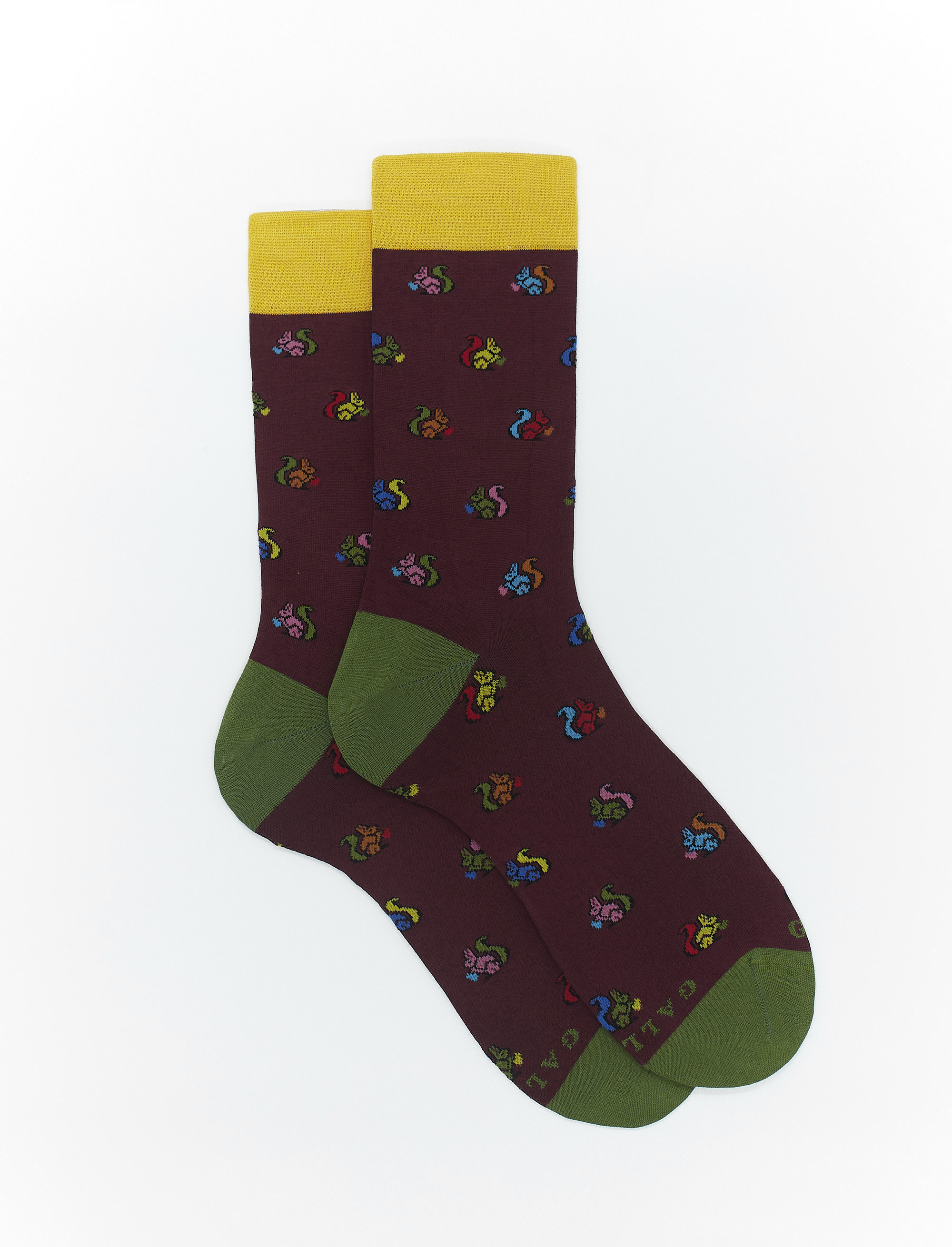 Women's short berry light cotton socks with squirrel motif - Gallo 1927 - Official Online Shop